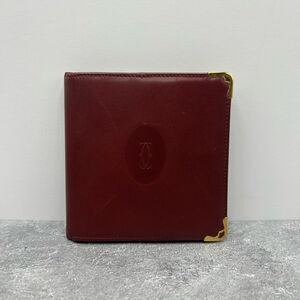 Cartier Burgundy Must de Cartier Leather Bifold Wallet Embossed Logo Gold Detail